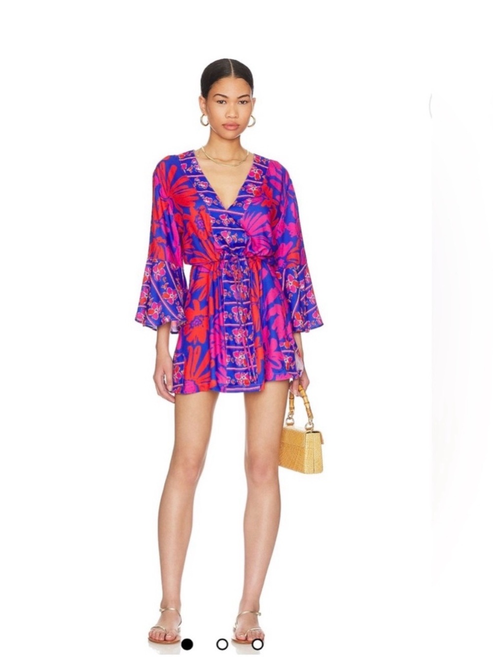 Maaji joy caftan in pink bell sleeve bohemian cover up